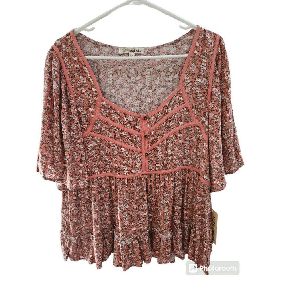 NWT REWIND short sleeve baby babydoll top sz XL JUNIORS